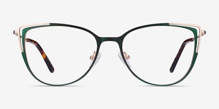 Garance Green & Gold Metal Eyeglass Frames from EyeBuyDirect