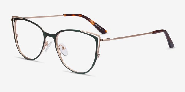 Garance Green & Gold MetalEyeglass Frames from EyeBuyDirect, Angle View