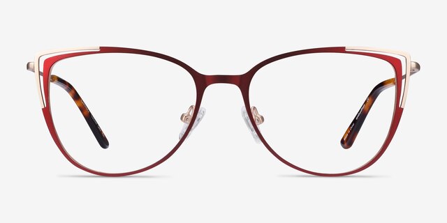 Garance Red & Gold MetalEyeglass Frames from EyeBuyDirect, Front View