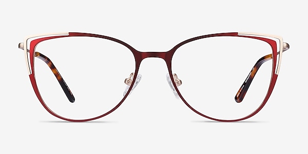 Garance Red & Gold Metal Eyeglass Frames