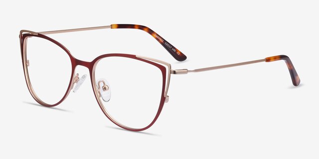 Garance Red & Gold MetalEyeglass Frames from EyeBuyDirect, Angle View