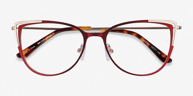 Garance Red & Gold MetalEyeglass Frames from EyeBuyDirect, Closed View