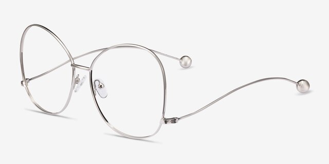 Renata Silver MetalEyeglass Frames from EyeBuyDirect, Angle View