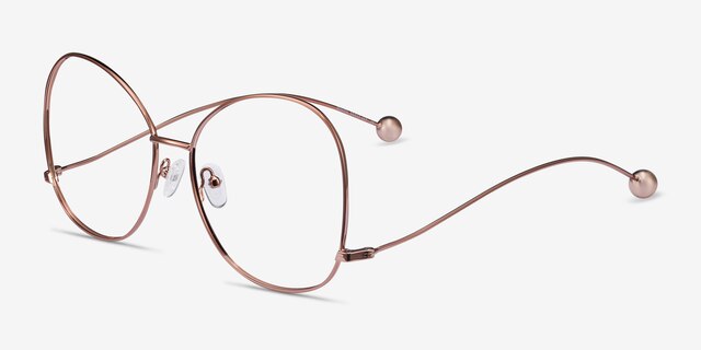 Renata Rose Gold MetalEyeglass Frames from EyeBuyDirect, Angle View