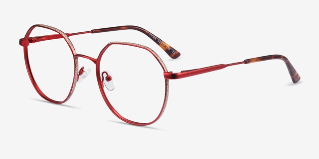 Sylvie Red MetalEyeglass Frames from EyeBuyDirect, Angle View