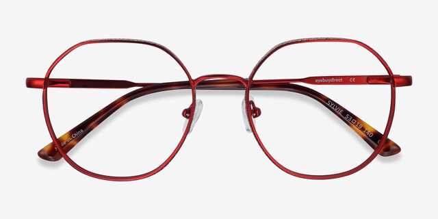 Sylvie Red MetalEyeglass Frames from EyeBuyDirect, Closed View
