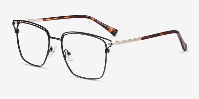 Hewitt Black Gold MetalEyeglass Frames from EyeBuyDirect, Angle View