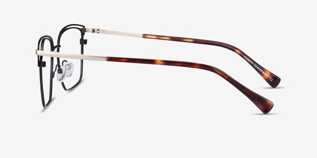 Hewitt Black Gold MetalEyeglass Frames from EyeBuyDirect, Side View