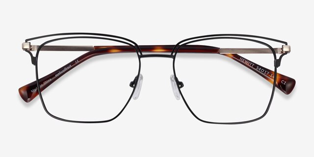 Hewitt Black Gold MetalEyeglass Frames from EyeBuyDirect, Closed View
