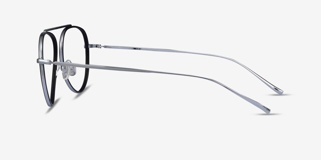 Cana Black  Silver MetalEyeglass Frames from EyeBuyDirect, Side View