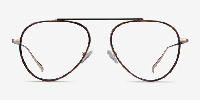 Cana Tortoise  Gold MetalEyeglass Frames from EyeBuyDirect, Front View