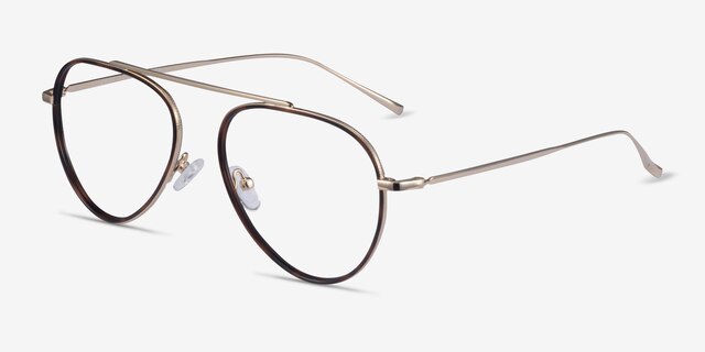 Cana Tortoise  Gold MetalEyeglass Frames from EyeBuyDirect, Angle View