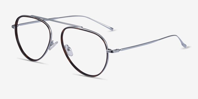 Cana Tortoise  Silver MetalEyeglass Frames from EyeBuyDirect, Angle View