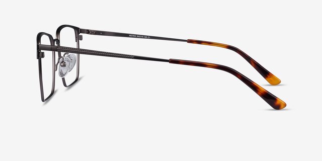 Metro Gunmetal MetalEyeglass Frames from EyeBuyDirect, Side View