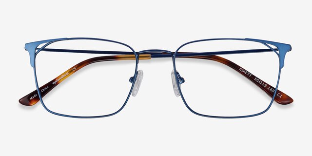 Emett Bleu MétalMontures de lunettes de vue d'EyeBuyDirect, Vue Rapprochée