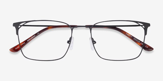 Emett Noir MétalMontures de lunettes de vue d'EyeBuyDirect, Vue Rapprochée