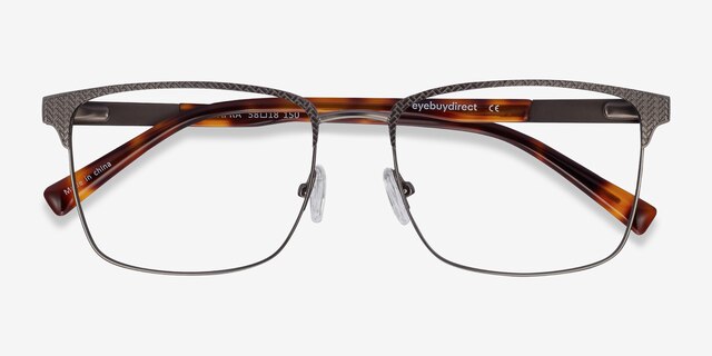 Capra Gunmetal Acetate-metalEyeglass Frames from EyeBuyDirect, Closed View