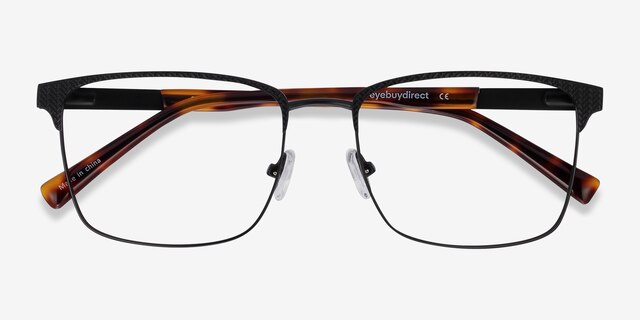 Capra Noir Acetate-metalMontures de lunettes de vue d'EyeBuyDirect, Vue Rapprochée