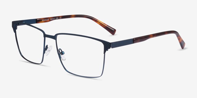 Douglas Blue MetalEyeglass Frames from EyeBuyDirect, Angle View