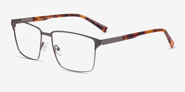 Douglas Gunmetal MetalEyeglass Frames from EyeBuyDirect, Angle View