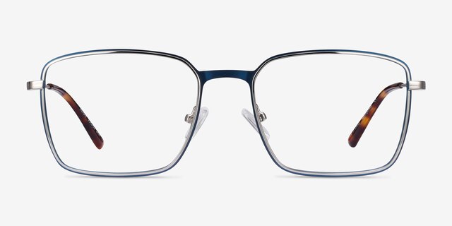 Align Blue & Silver MetalEyeglass Frames from EyeBuyDirect, Front View
