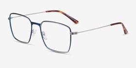 Align Blue & Silver Métal Montures de lunettes de vue d'EyeBuyDirect, Vue d'Angle