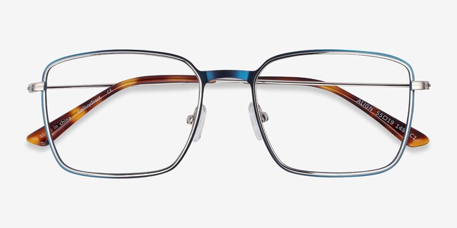 Align Blue & Silver MetalEyeglass Frames from EyeBuyDirect, Closed View