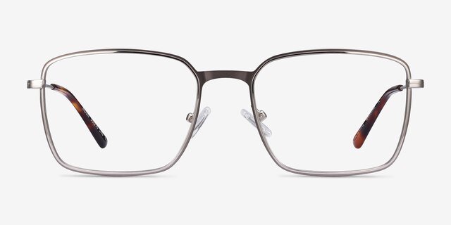 Align Gunmetal & Silver MetalEyeglass Frames from EyeBuyDirect, Front View