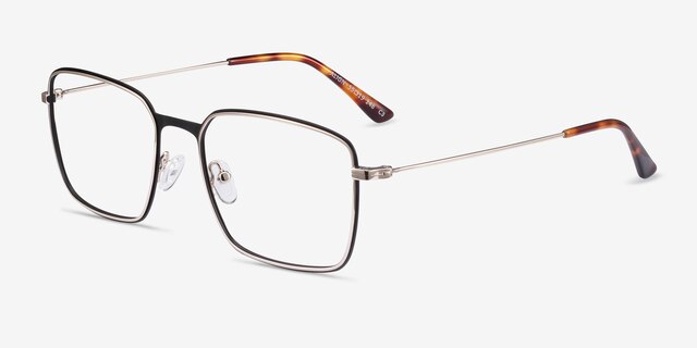 Align Black & Silver MétalMontures de lunettes de vue d'EyeBuyDirect, Vue d'Angle