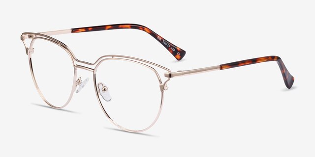 Gia Gold MetalEyeglass Frames from EyeBuyDirect, Angle View