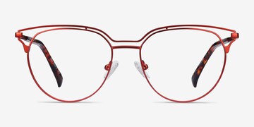 Safiya Geometric Prescription Glasses - Red