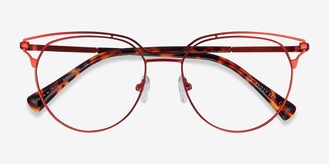 Gia Rouge MétalMontures de lunettes de vue d'EyeBuyDirect, Vue Rapprochée