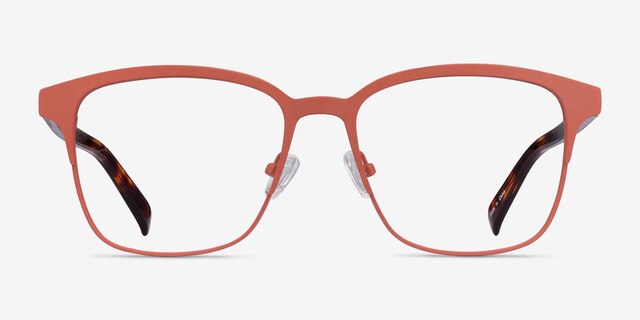 Intense Coral & Tortoise Acetate-metalEyeglass Frames from EyeBuyDirect, Front View