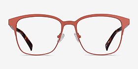Intense Coral & Tortoise Acetate-metal Montures de lunettes de vue d'EyeBuyDirect, Vue de Face