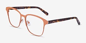 Intense Coral & Tortoise Acetate-metal Montures de lunettes de vue d'EyeBuyDirect, Vue d'Angle