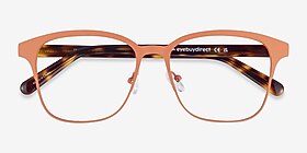Intense Coral & Tortoise Acetate-metal Montures de lunettes de vue d'EyeBuyDirect, Vue Rapprochée