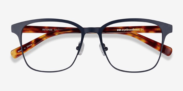 Intense Navy Blue & Tortoise Acetate-metalMontures de lunettes de vue d'EyeBuyDirect, Vue Rapprochée