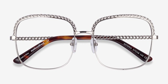 Astoria Argenté MétalMontures de lunettes de vue d'EyeBuyDirect, Vue Rapprochée