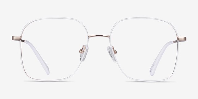 Arty White & Gold MétalMontures de lunettes de vue d'EyeBuyDirect, Vue de Face
