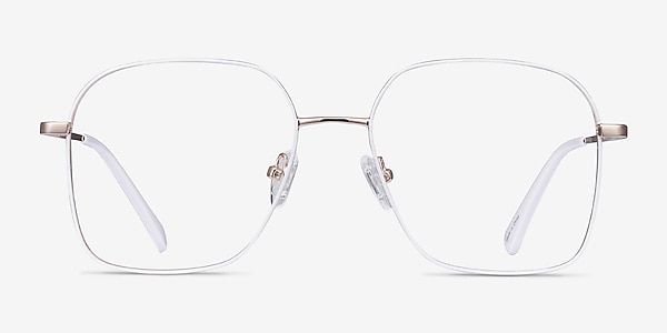 Arty White & Gold Metal Eyeglass Frames
