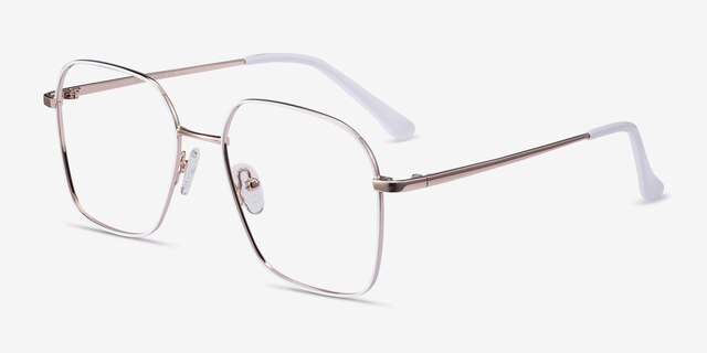 Arty White & Gold MétalMontures de lunettes de vue d'EyeBuyDirect, Vue d'Angle