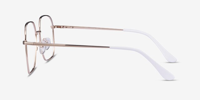 Arty White & Gold MétalMontures de lunettes de vue d'EyeBuyDirect, Vue de Côté