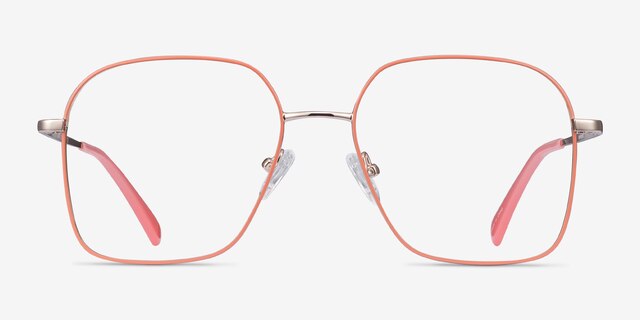 Arty Coral & Gold MetalEyeglass Frames from EyeBuyDirect, Front View