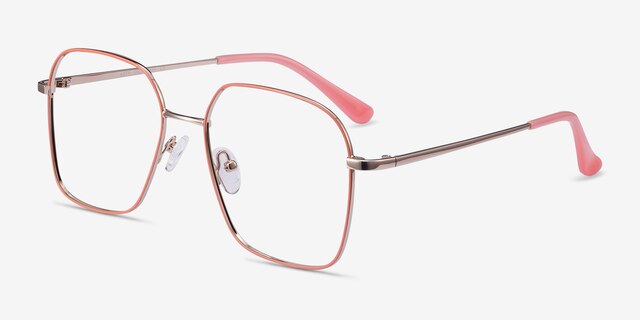 Arty Coral & Gold MetalEyeglass Frames from EyeBuyDirect, Angle View