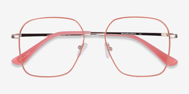 Arty Coral & Gold MetalEyeglass Frames from EyeBuyDirect, Closed View