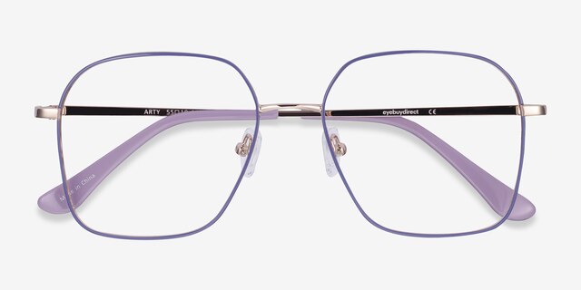Arty Purple & Gold MétalMontures de lunettes de vue d'EyeBuyDirect, Vue Rapprochée