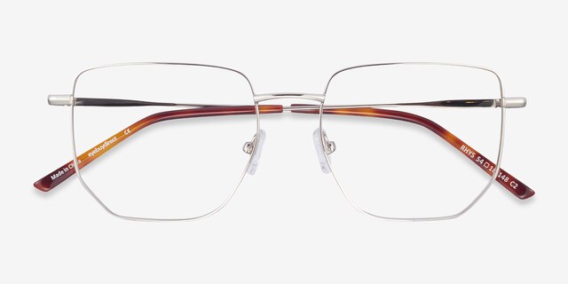 Rhys Argenté MétalMontures de lunettes de vue d'EyeBuyDirect, Vue Rapprochée