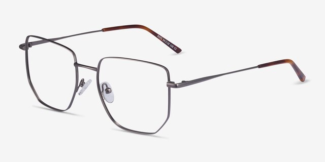 Rhys Gunmetal MetalEyeglass Frames from EyeBuyDirect, Angle View