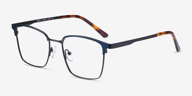 Demy Black & Navy MetalEyeglass Frames from EyeBuyDirect, Angle View