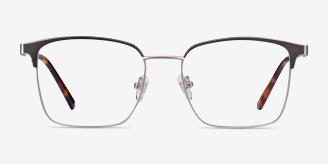 Demy Silver & Black MetalEyeglass Frames from EyeBuyDirect, Front View